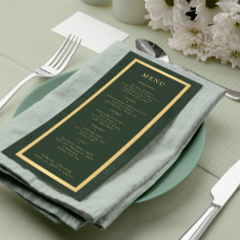 Elegant ram mörk grönt moderna bröllop meny