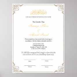 Elegant ram Muslim nikkah-certifikatet poster