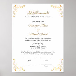 Elegant ram Muslim nikkah-certifikatet poster