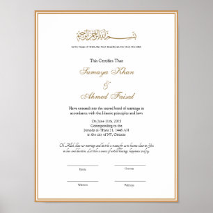 Elegant ram Muslim nikkah-certifikatet poster
