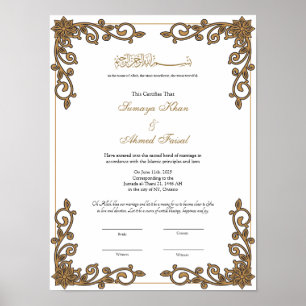 Elegant ram Muslim nikkah-certifikatet poster