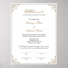 Elegant ram Muslim nikkah-certifikatet poster