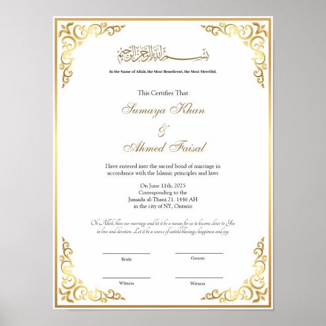 Elegant ram nikah-kontrakt poster (Framsidan)