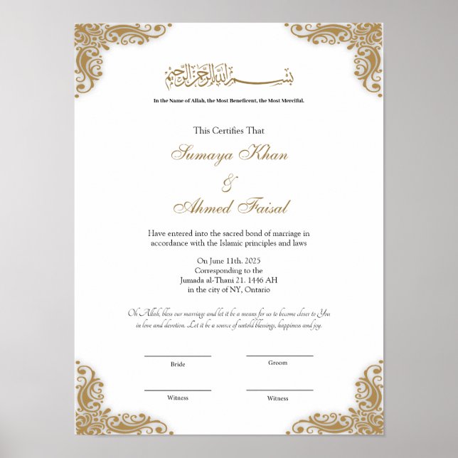 Elegant ram nikah-kontrakt poster (Framsidan)