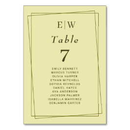 Elegant Ram om Celestial Gult Monogram Bröllop Bordsnummer