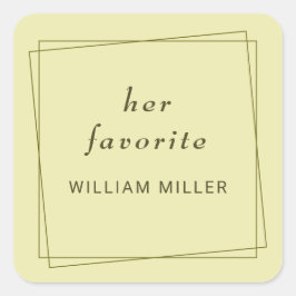 Elegant Ram om Celestial Gult Monogram Bröllop Fyrkantigt Klistermärke