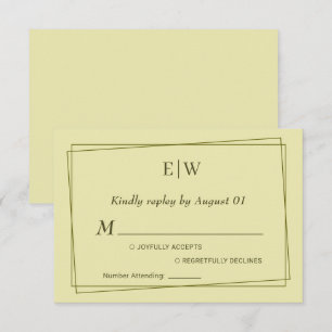 Elegant Ram om Celestial Gult Monogram Bröllop OSA Kort