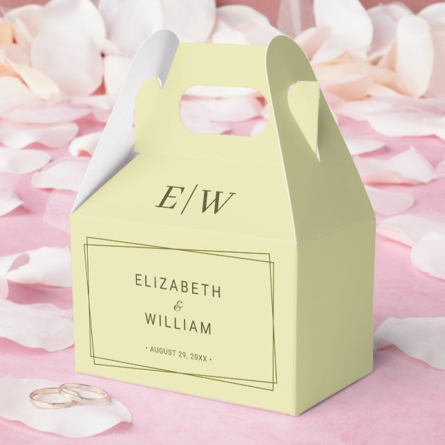 Elegant Ram om Celestial Gult Monogram Bröllop Presentaskar (Bröllop)