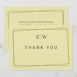 Elegant Ram om Celestial Gult Monogram Bröllop Tack Kort