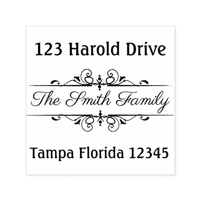 Elegant Ram Returadress Självfärgande Stämpel (Design)