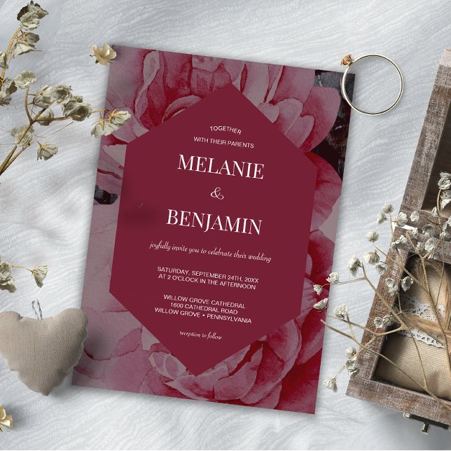 Elegant Ram Romantic Flower Bröllop Inbjudningar (Elegant Frame Romantic Flower Wedding Invitation)