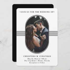 Elegant Ram | Svartvit foto Bröllop Inbjudningar