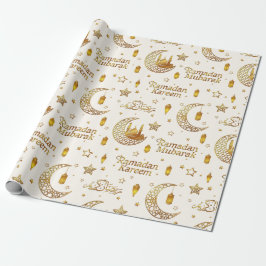 Elegant Ramadan-hälsning i guld med arabisk kallig Presentpapper