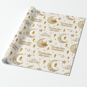 Elegant Ramadan-hälsning i guld med arabisk kallig Presentpapper