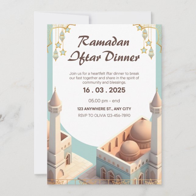 Elegant Ramadan Iftar Dinner Invitation | Editable (Framsida)