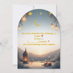 Elegant Ramadan Iftar-inbjudan 🌙 Guld & Marinblå Inbjudningar