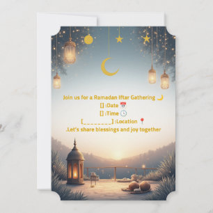 Elegant Ramadan Iftar-inbjudan 🌙 Guld & Marinblå Inbjudningar