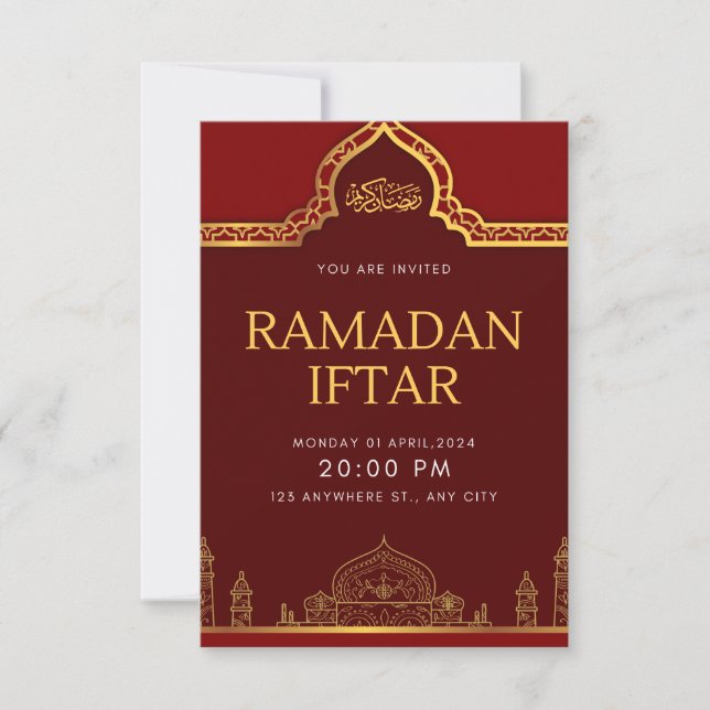 Elegant Ramadan Iftar Invitation | Modern Islamic  Kort (Framsida)