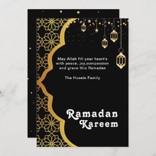 Elegant Ramadan Kareem Black Guld Helgdag Card Julkort