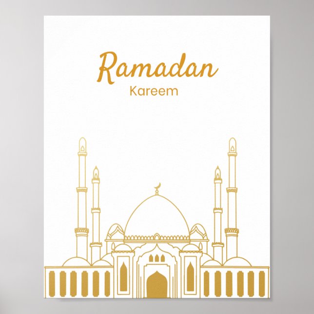 Elegant Ramadan Kareem Mosque Wall Art Poster (Framsidan)