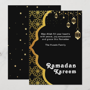 Elegant Ramadan Kareem Svart Guld Högtidskort Julkort