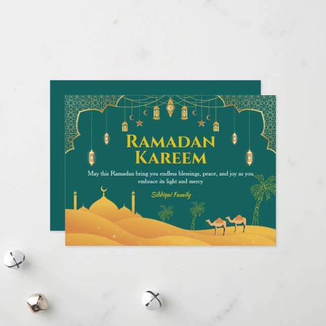 Elegant Ramadan Mubarak Greeting Card Julkort (Fram/Back In Situ)