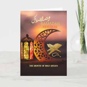 Elegant Ramadan Mubarak Koranen med halvmåne Kort
