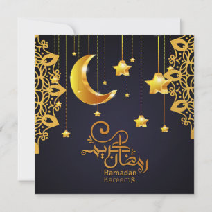 Elegant Ramadan Mubarak Svart Guld Halvmåne Stjärn Julkort