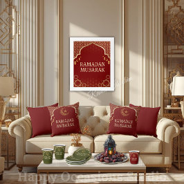 Elegant Ramadan Mubarak Throw Pillow Kudde