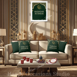 Elegant Ramadan Mubarak Throw Pillow Kudde