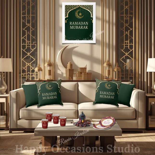 Elegant Ramadan Mubarak Throw Pillow Kudde (Skapare uppladdad)