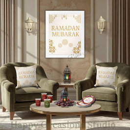 Elegant Ramadan Mubarak Throw Pillow Kudde