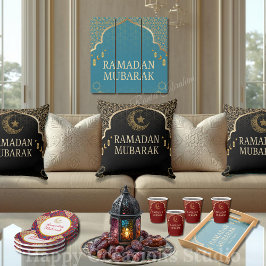 Elegant Ramadan Mubarak Throw Pillow Kudde