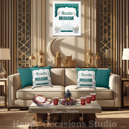 Elegant Ramadan Mubarak Throw Pillow Kudde