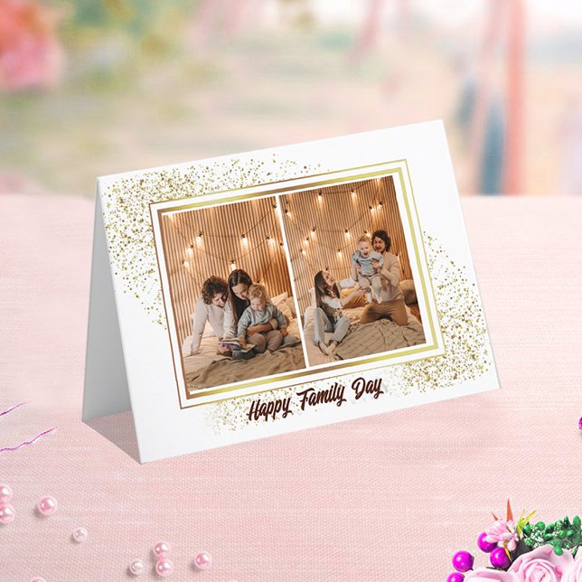 Elegant ramfamiljefoto vikad högtidskort helgkort (Skapare uppladdad)
