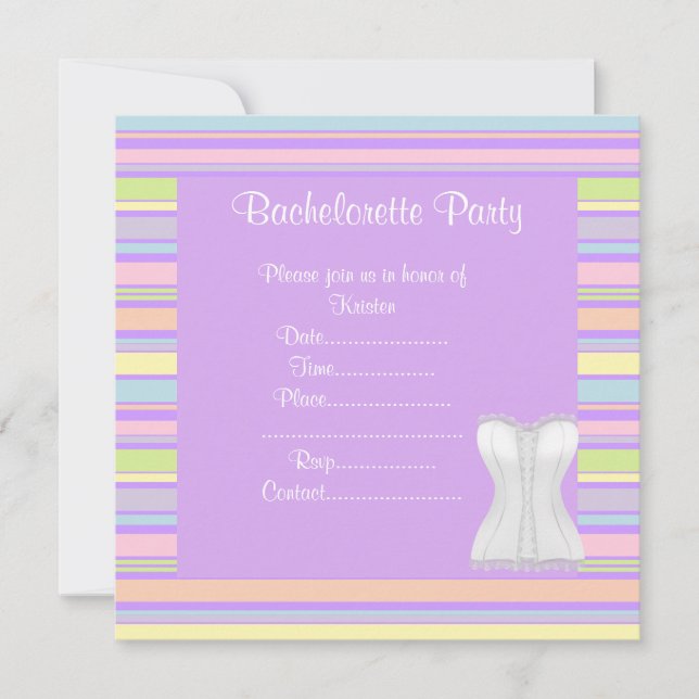 ELEGANT RAND BACHELORETTE PARTY INVITATIONS INBJUDNINGAR (Framsida)