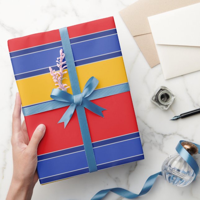 Elegant Rand, Färg, Röda blåa Gulten och Silver Presentpapper (Gifting)