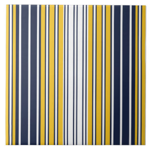 Elegant, rand, marinblått, senap, gult, vitt kakelplatta