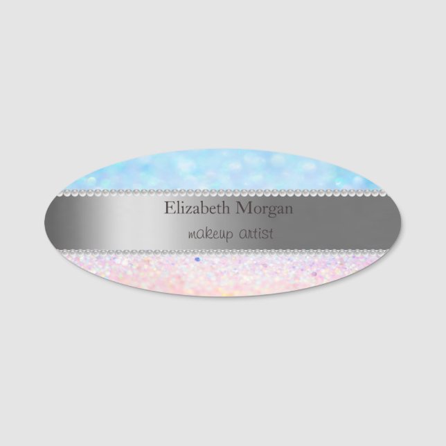 Elegant rand, pärlor  Bokeh Ombre Namnbricka (Framsida)