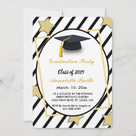 Elegant rand vit och svart studenten inbjudningar