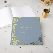 Elegant randig blomma i guldfolie på dammig blå