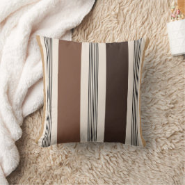 Elegant randig cabana-stil brun beige choklad kudde