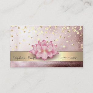 Elegant randig konfetti roséguld lotus visitkort