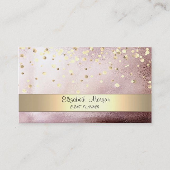 Elegant Randig Konfetti Roséguld Visitkort (Framsida)