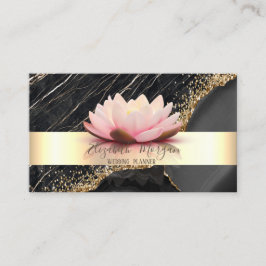 Elegant randig lotus svart marmor guldpaljetter visitkort