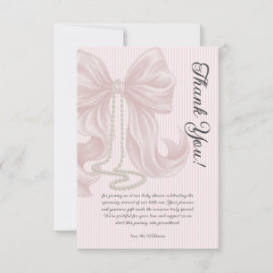 Elegant randig rosett elfenbensrosa baby shower tack kort