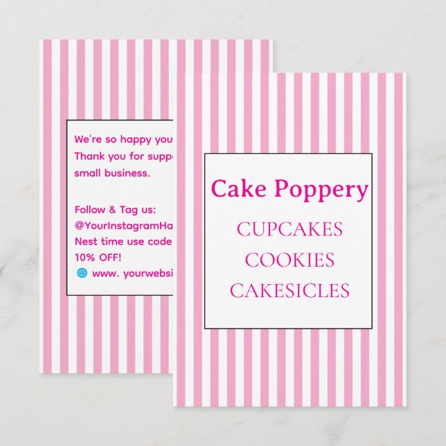 Elegant randig tilläggskort (Fram/baksida)