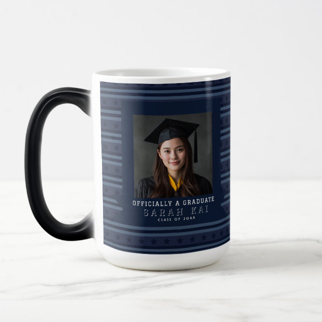 Elegant randig tryckt studentexamen år magisk mugg (Vänster)