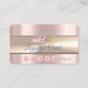Elegant randig vispad bakery rose guld L Lojalitetskort