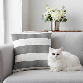 Elegant Randig vit och Faux Metallic Silver Kudde